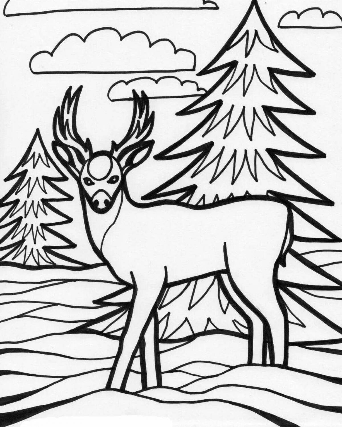 Majestic animals coloring pages in winter
