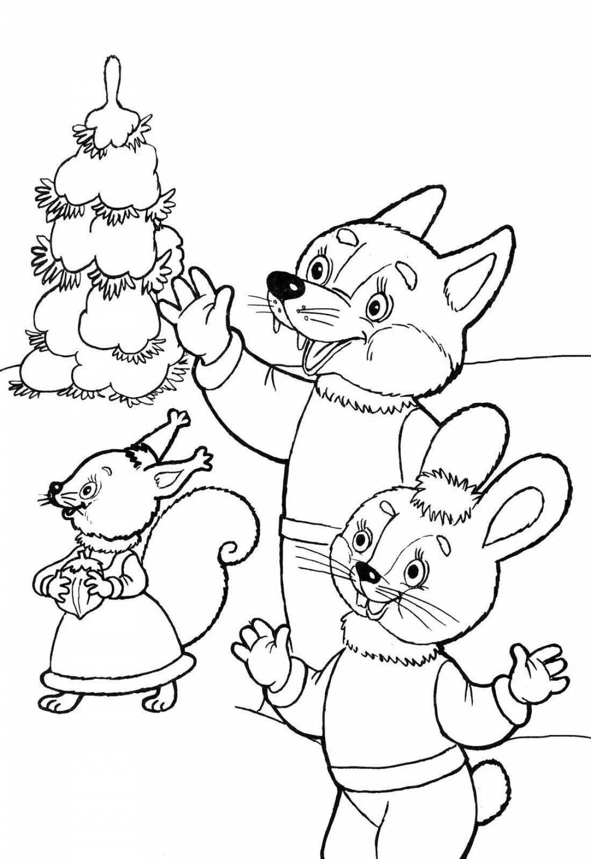 Elegant animal coloring pages in winter