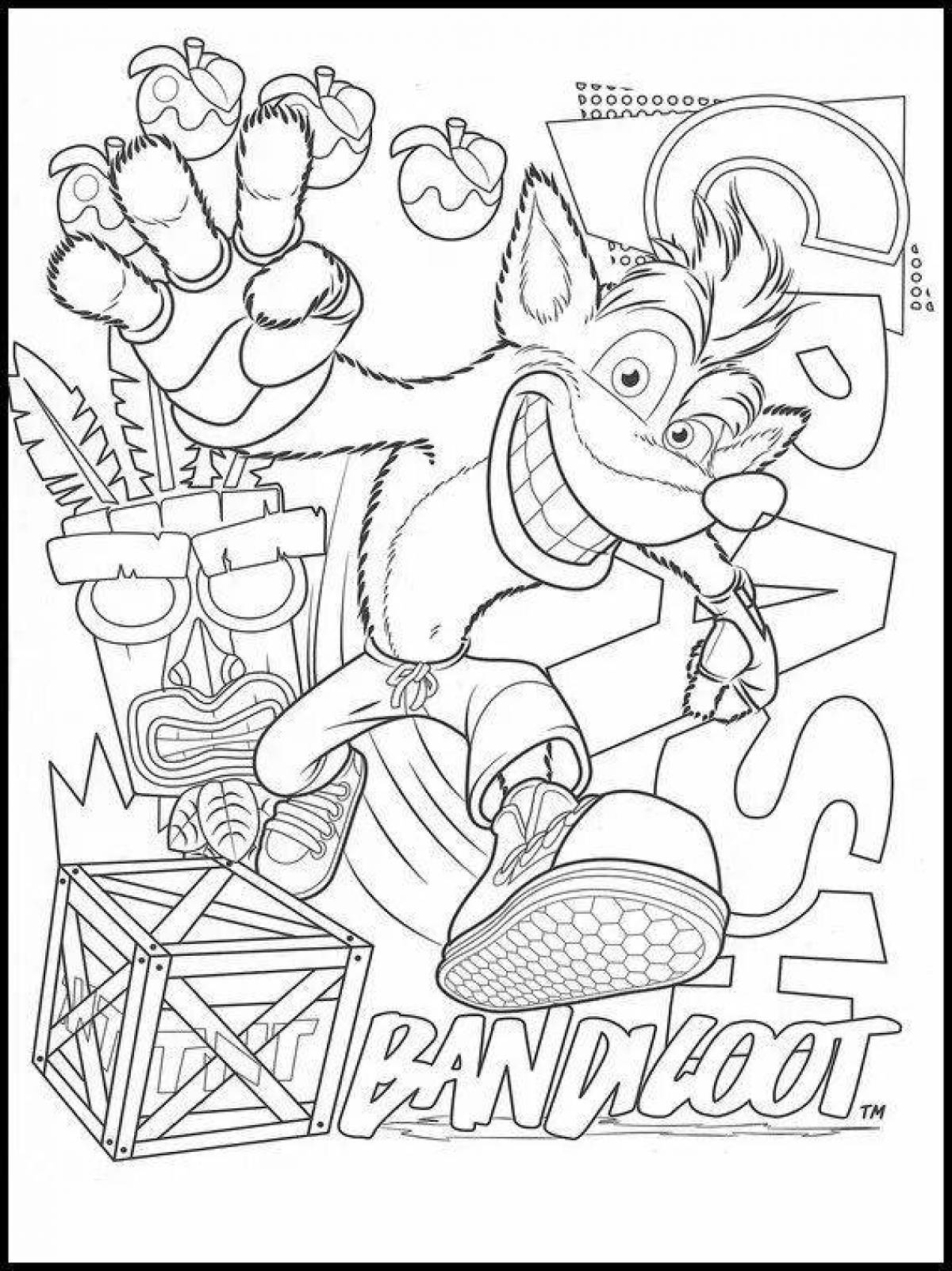 Color-lively crash bandicoot coloring page