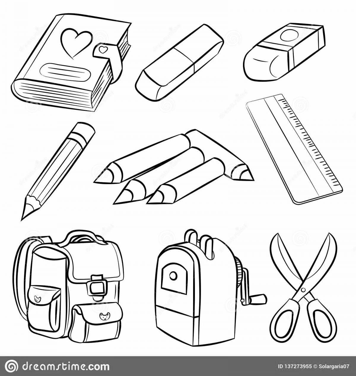 Colorful school subjects coloring page