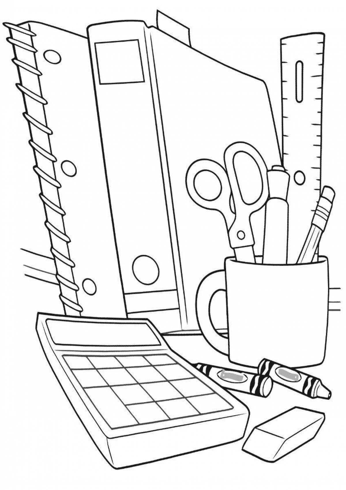 Coloring page happy school subjects