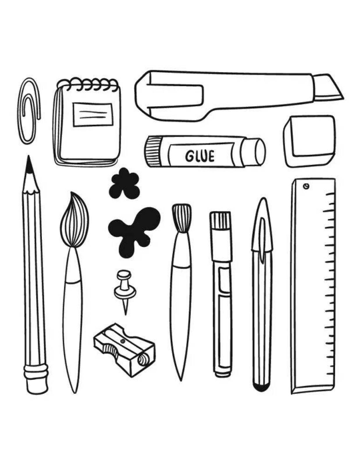 Coloring Page of Fascinating School Items