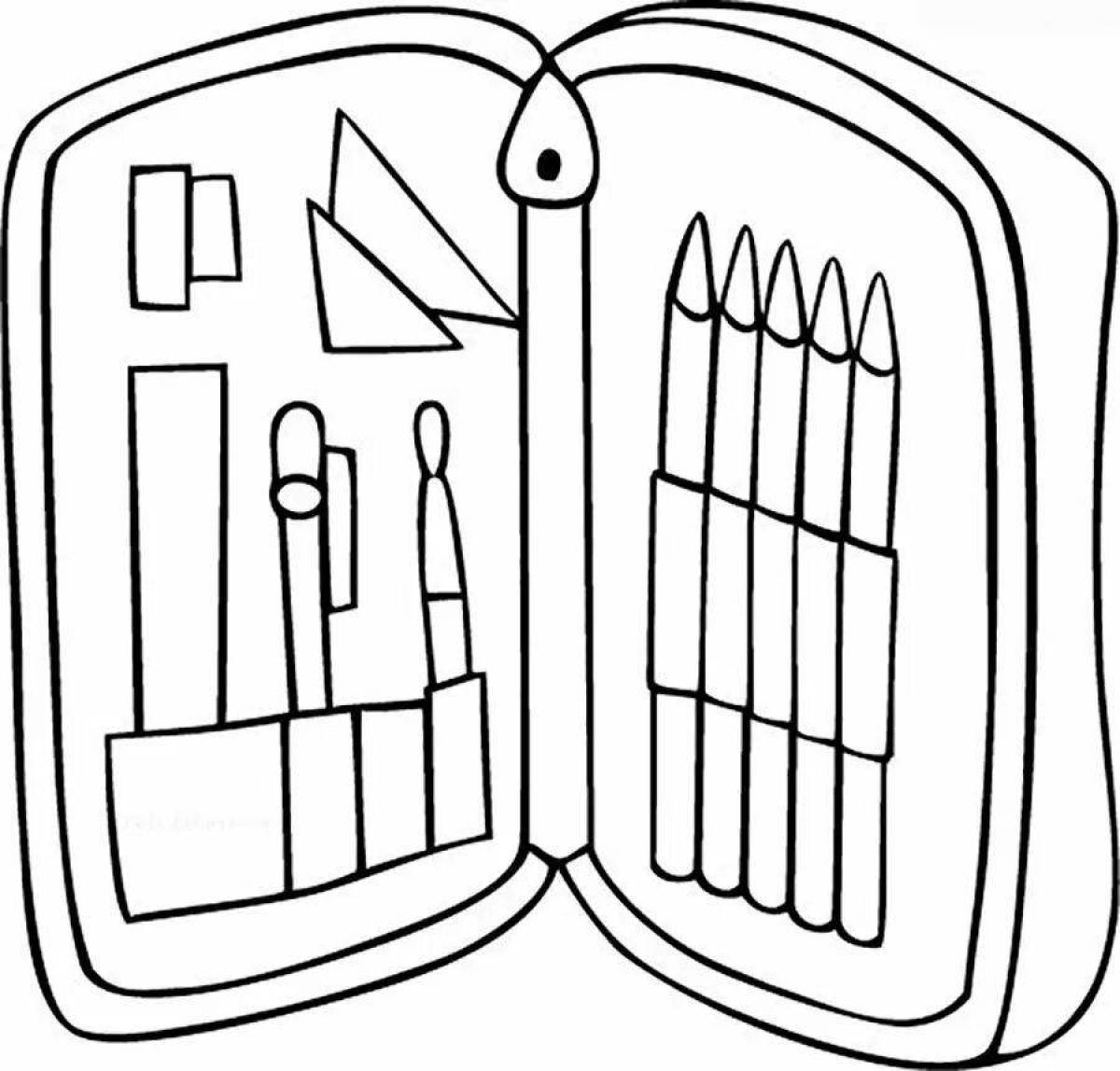 Coloring page of school supplies