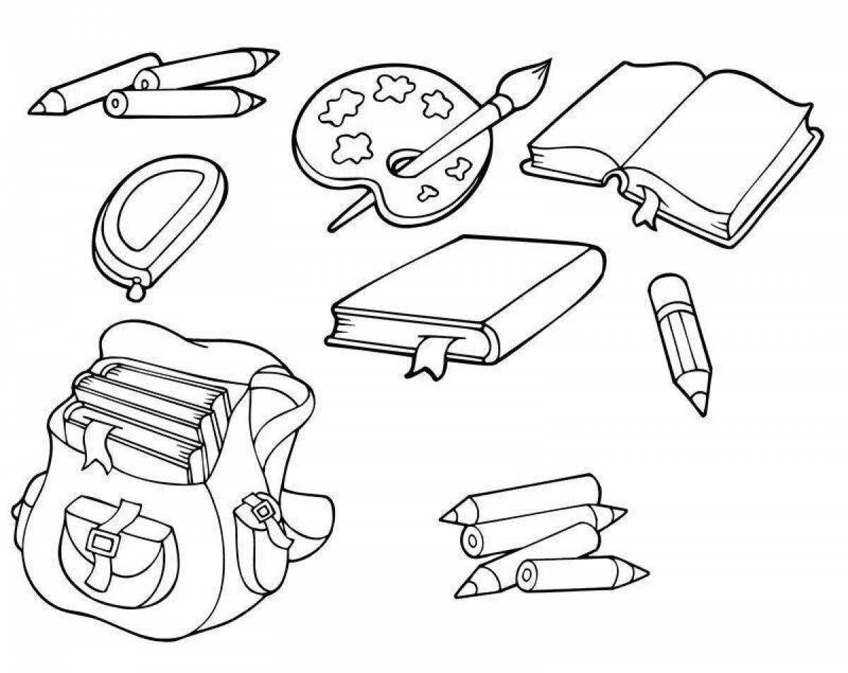 Coloring page playful school supplies