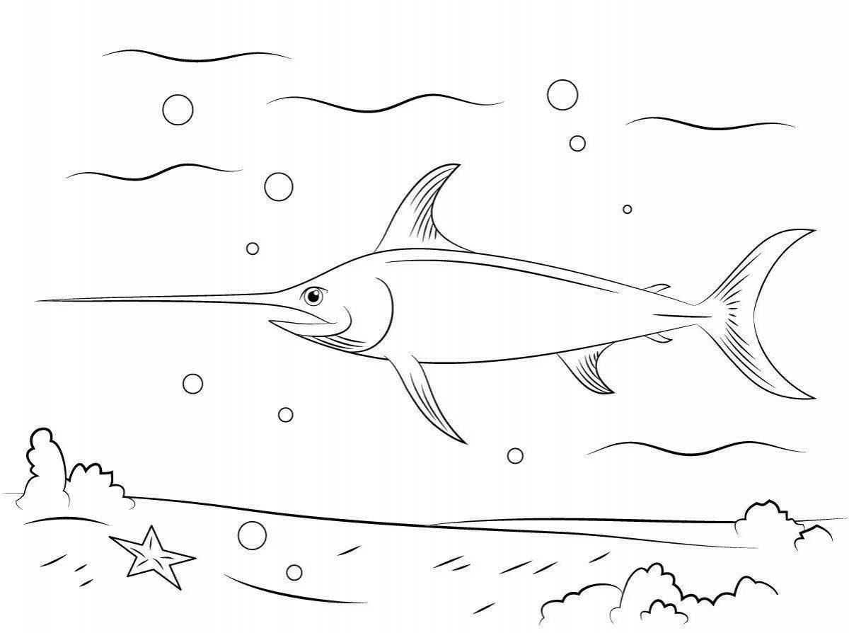 Colorful sawfish coloring page