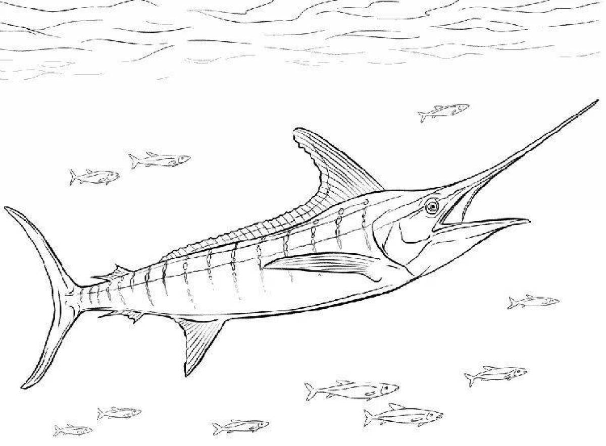 Detailed sawfish coloring page
