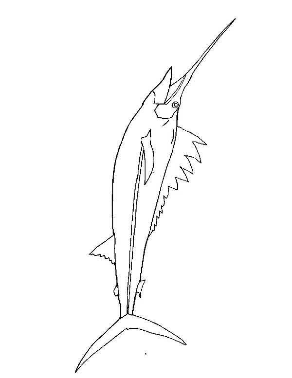 Intricate sawfish coloring page