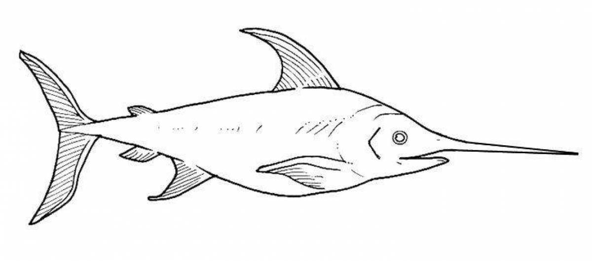 Драматическая страница раскраски рыбы-пилы