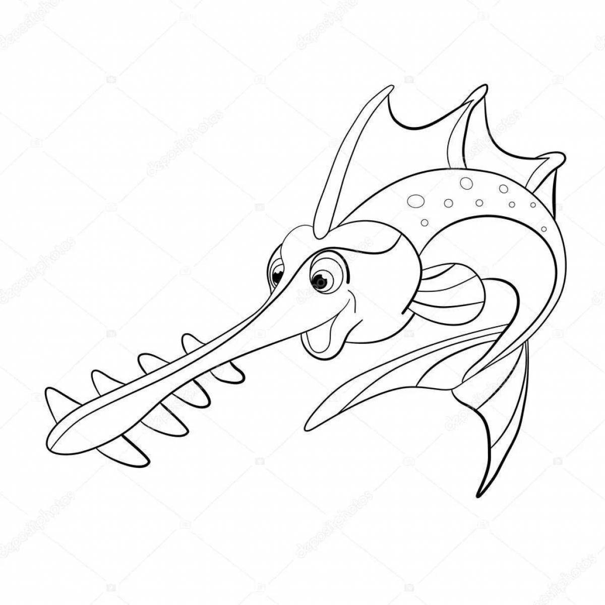 Unique sawfish coloring page