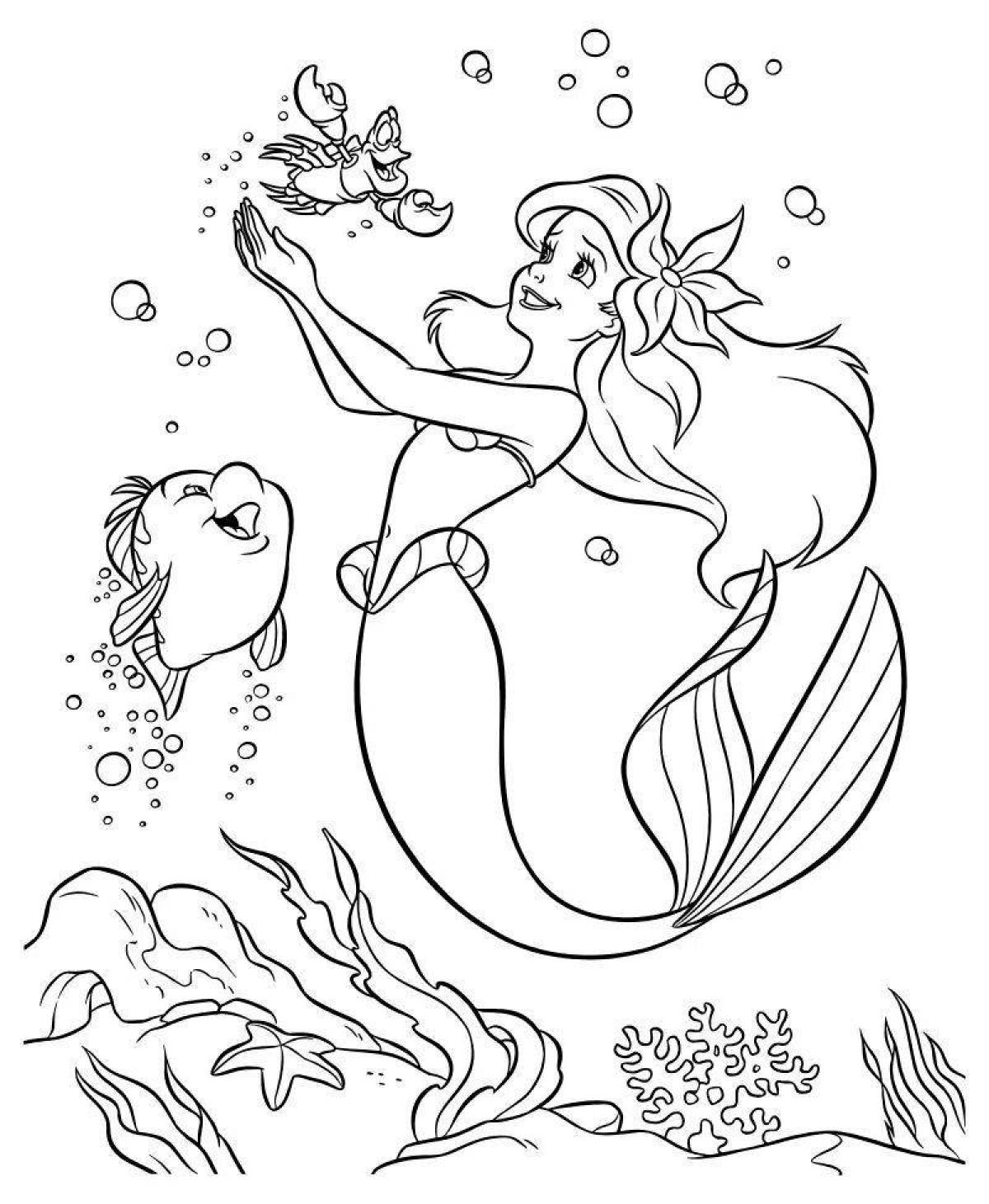 Bright little mermaid coloring book for children 4-5 years old