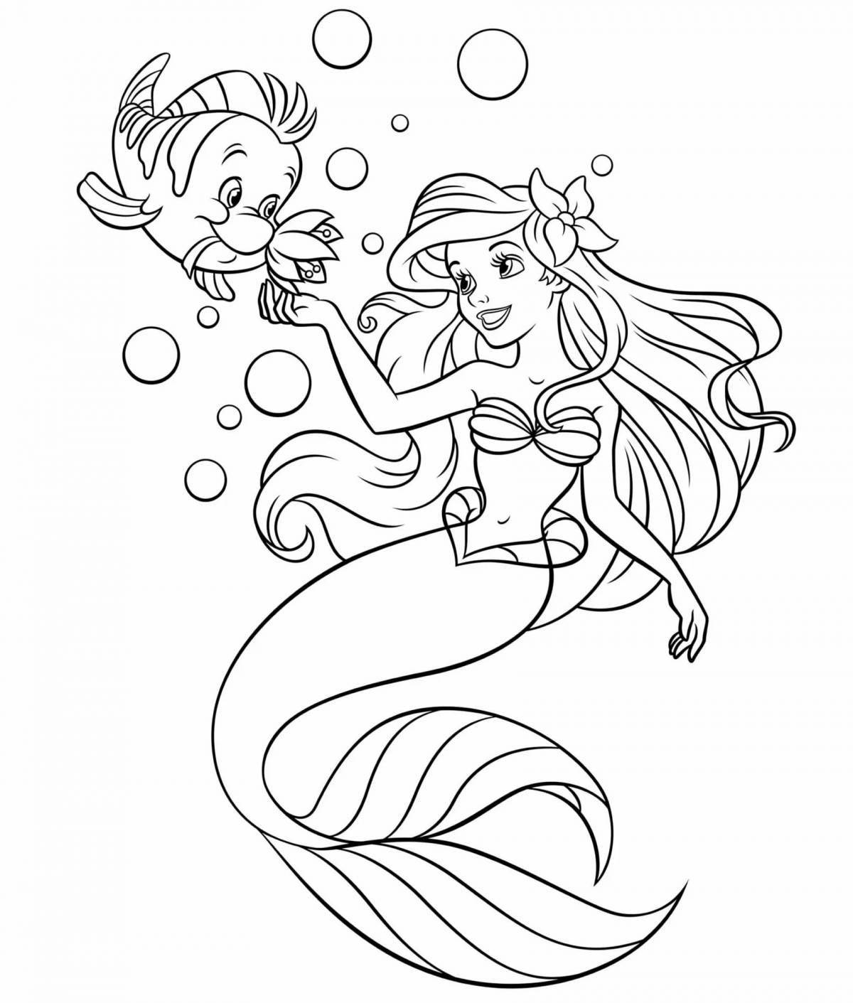 Joyful little mermaid coloring book for children 4-5 years old