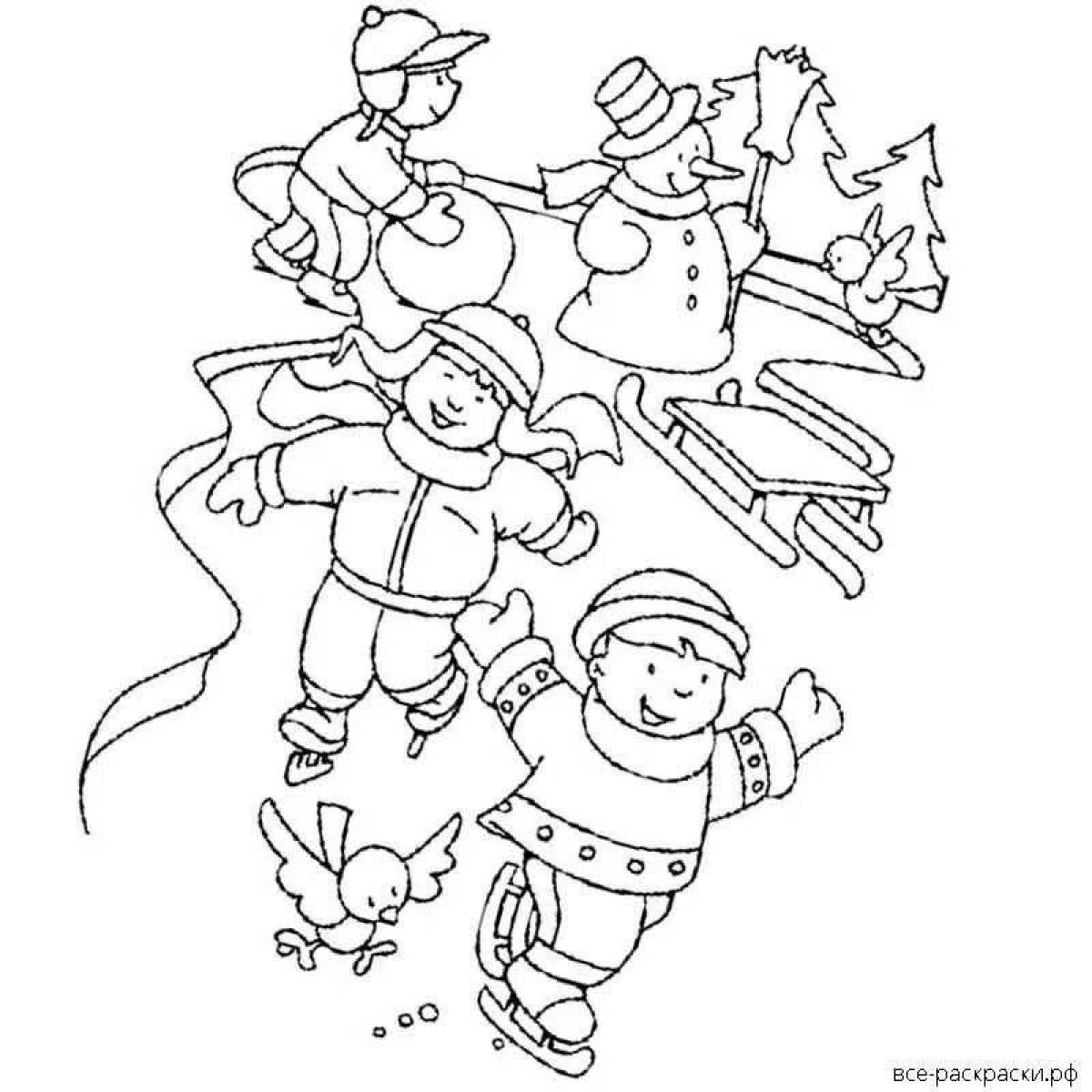 Adventure coloring book winter games