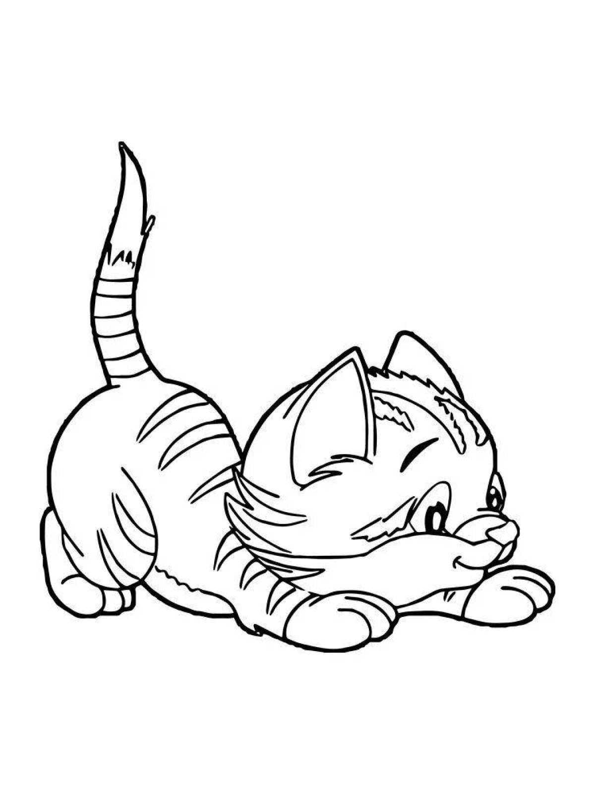 Curious kitten coloring page