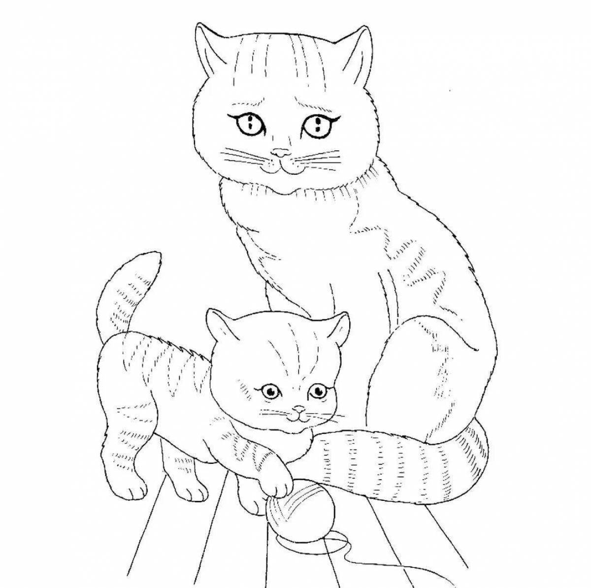 Coloring page gentle kitten