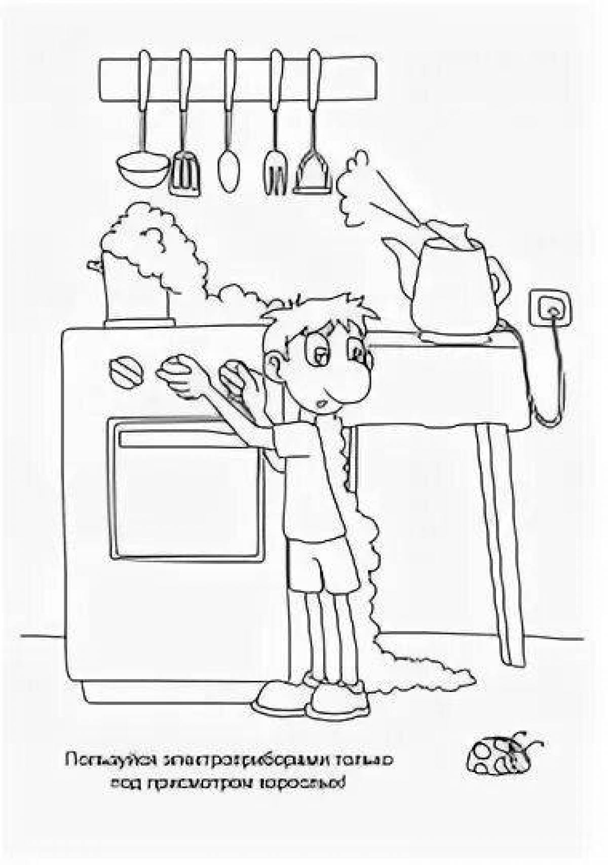 Coloring page funny domestic dangers