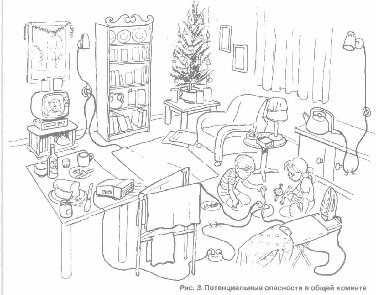 Home Hazards Vibrant Coloring Page