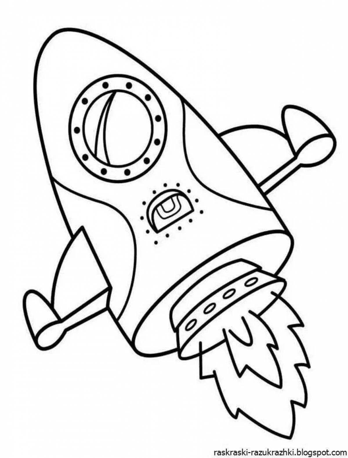 Colorful rocket coloring book for 3-4 year olds