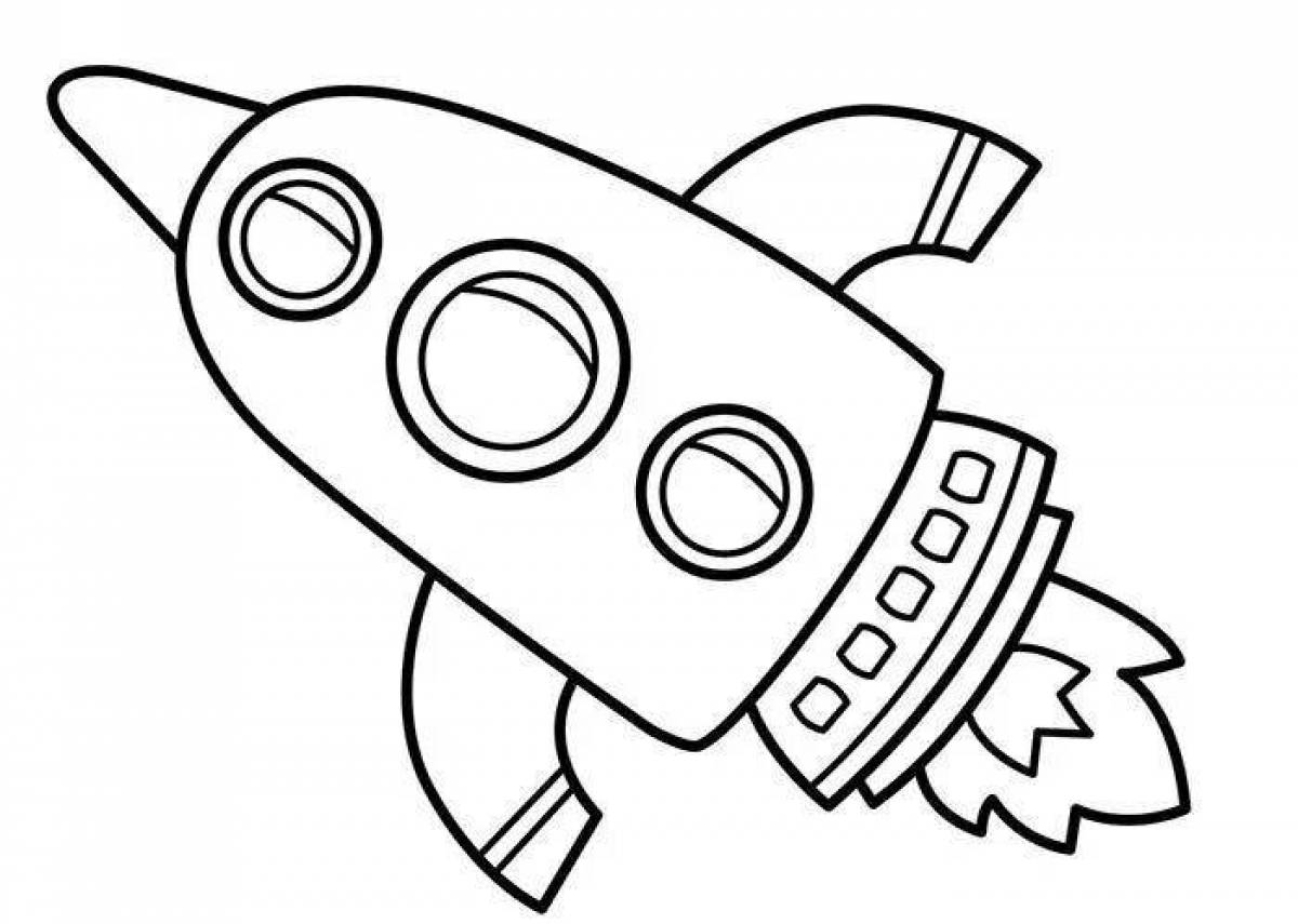 Fun coloring rocket for 3-4 year olds