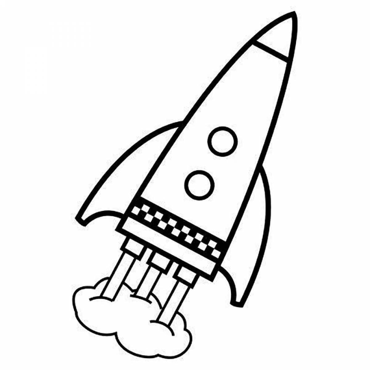 Великолепная ракета-раскраска для детей 3-4 лет