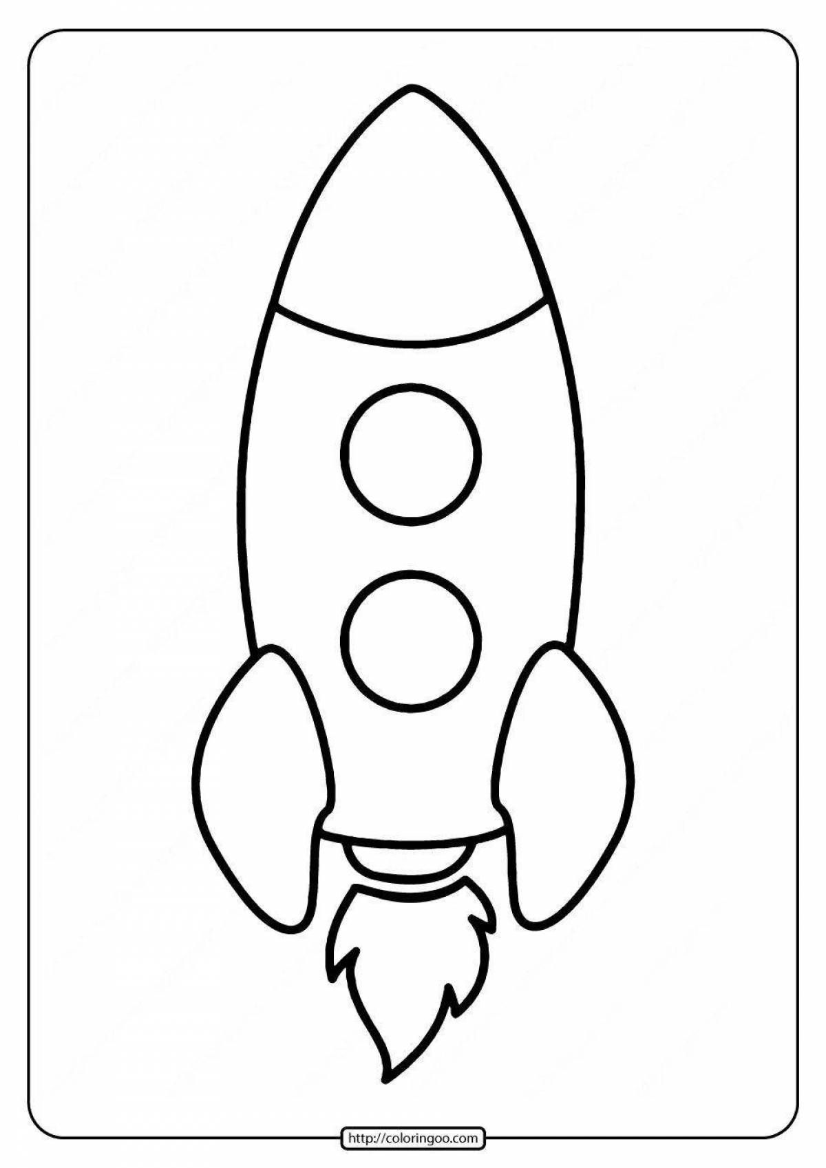 Lovely rocket coloring page for 3-4 year olds