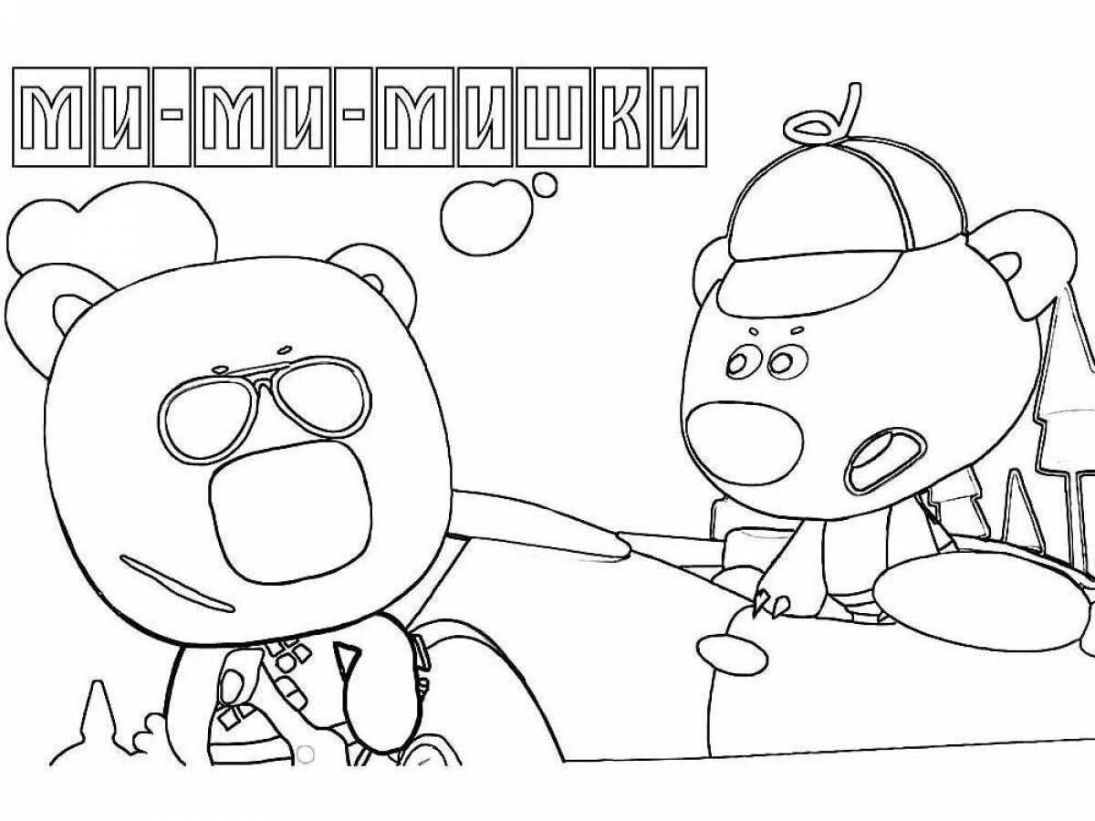 Snuggly fox bears coloring page