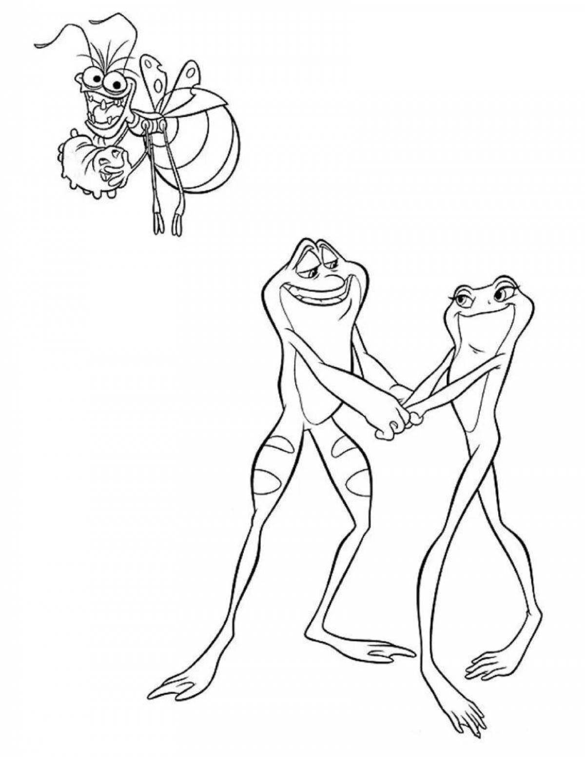 Coloring page playful frog princess