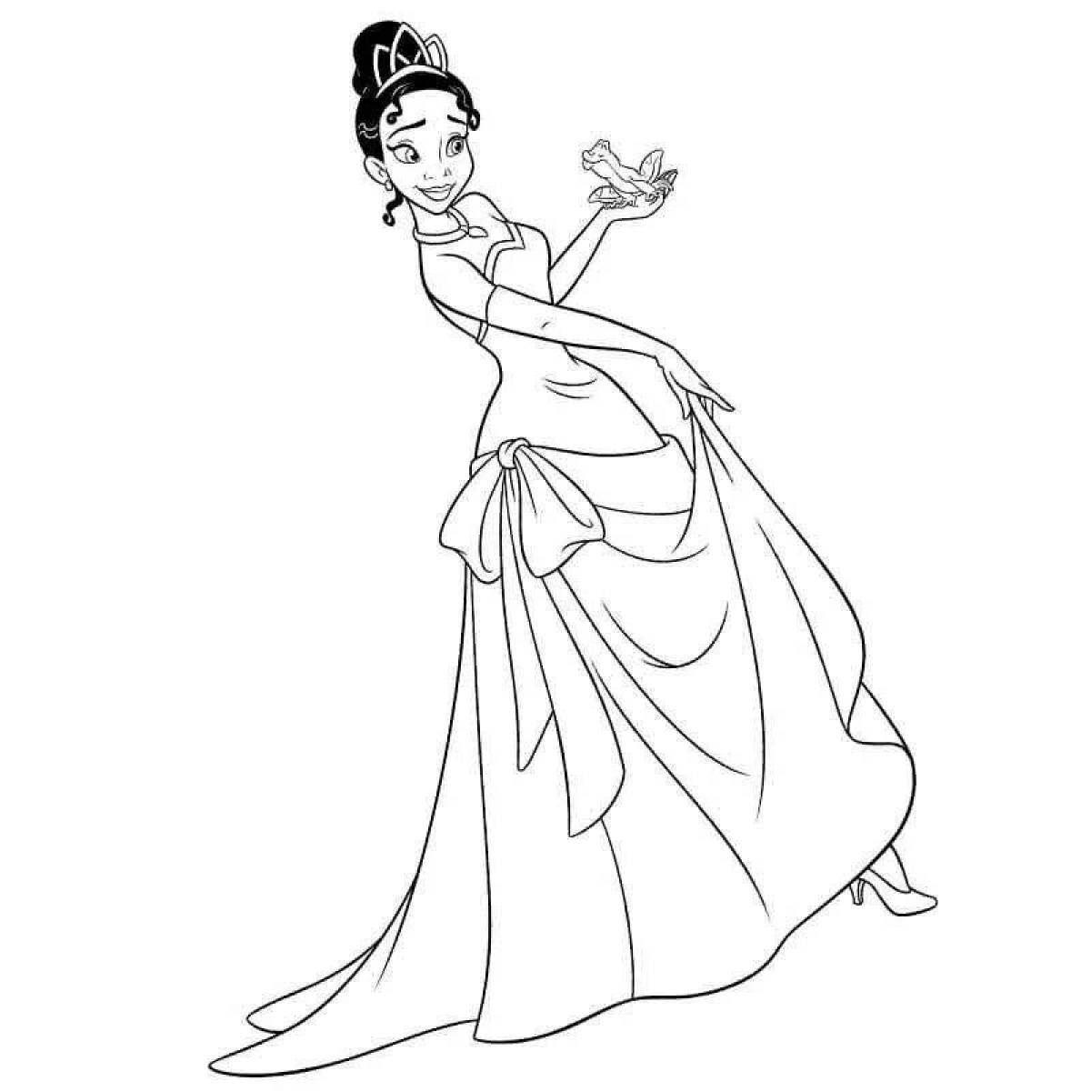 Gorgeous frog princess coloring page