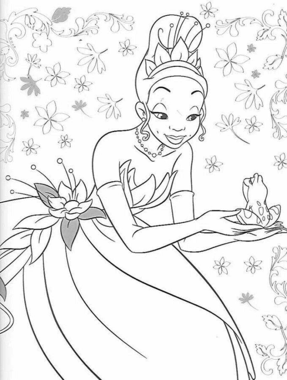 Coloring page joyful frog princess
