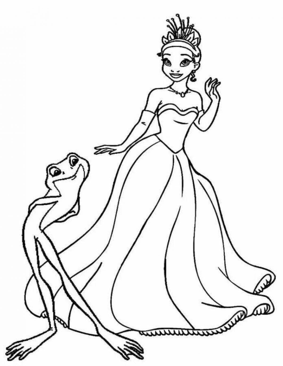 Glamourous frog princess coloring page