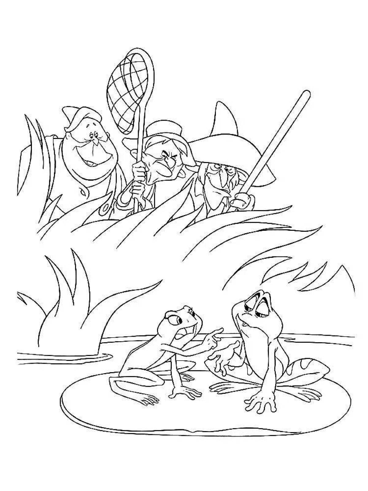 Witty frog princess coloring page