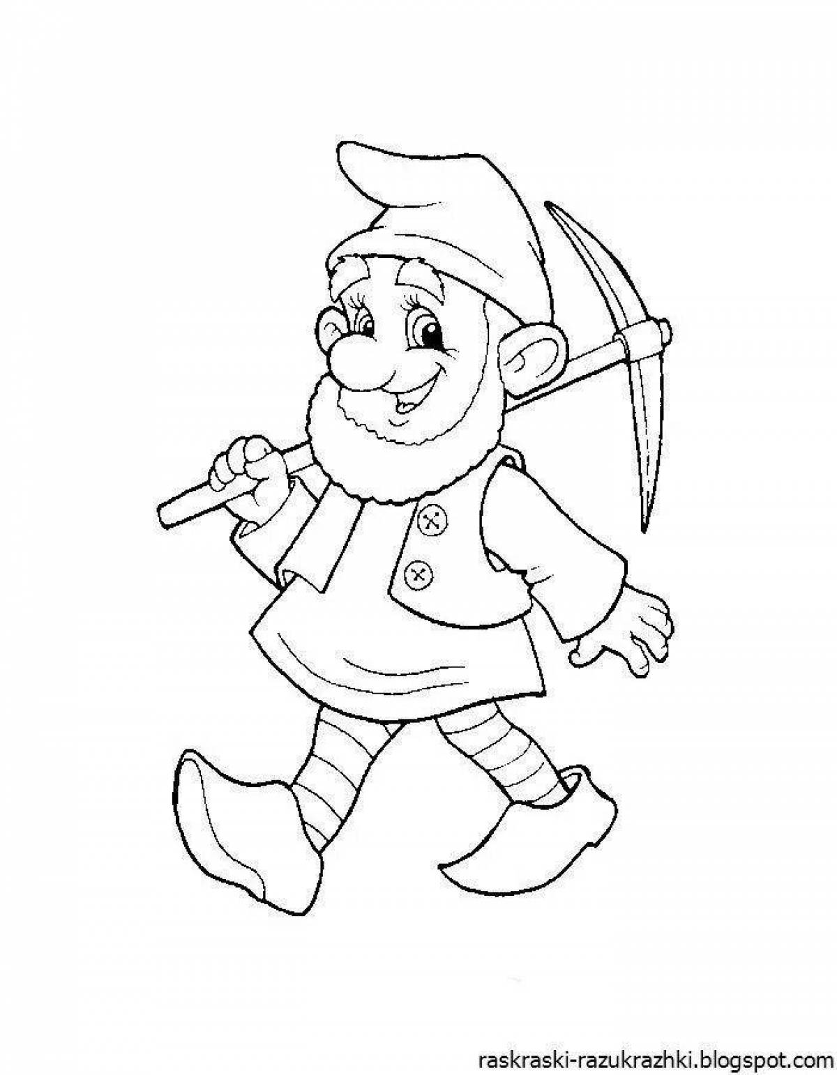 Happy coloring page gnome for kids