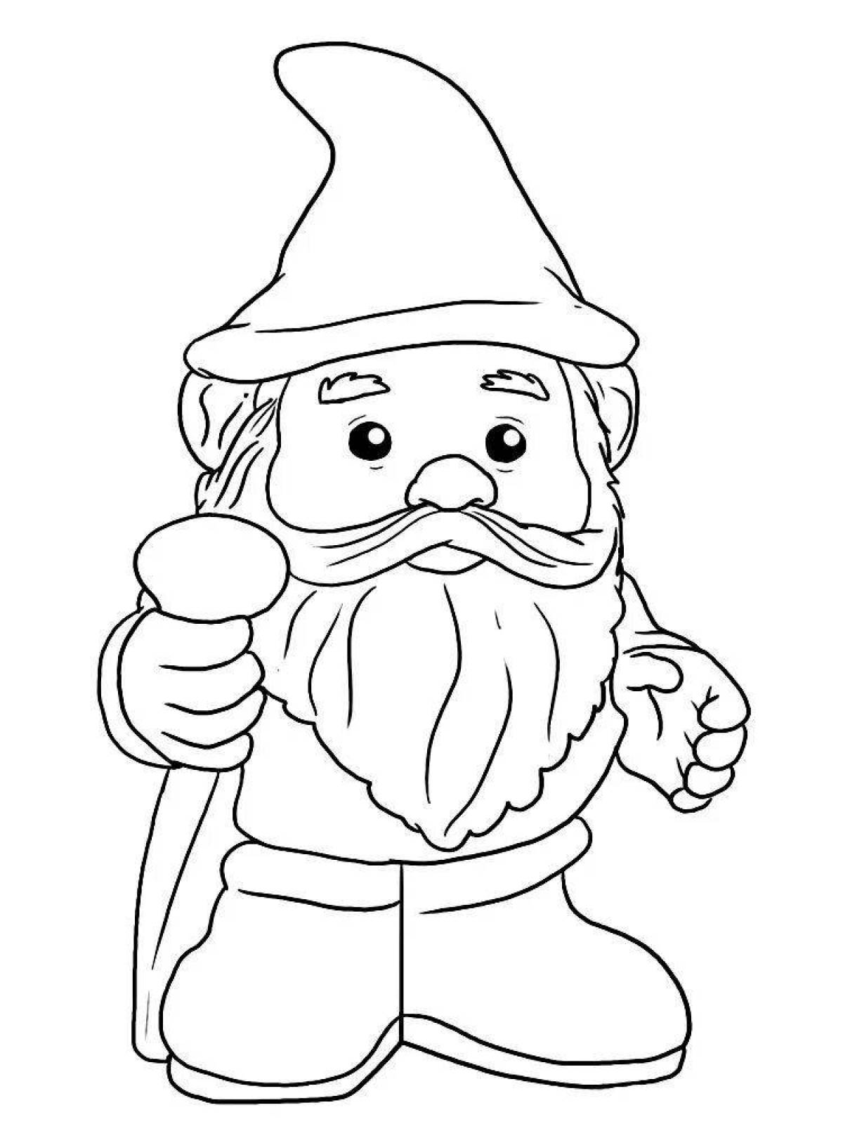 Fun coloring book gnome for kids