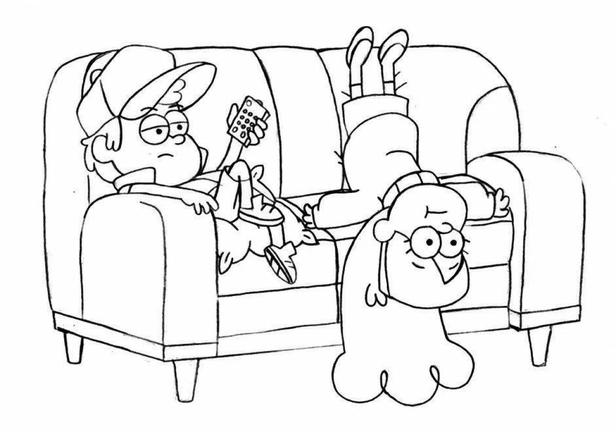 Coloring page funny mabel and dipper