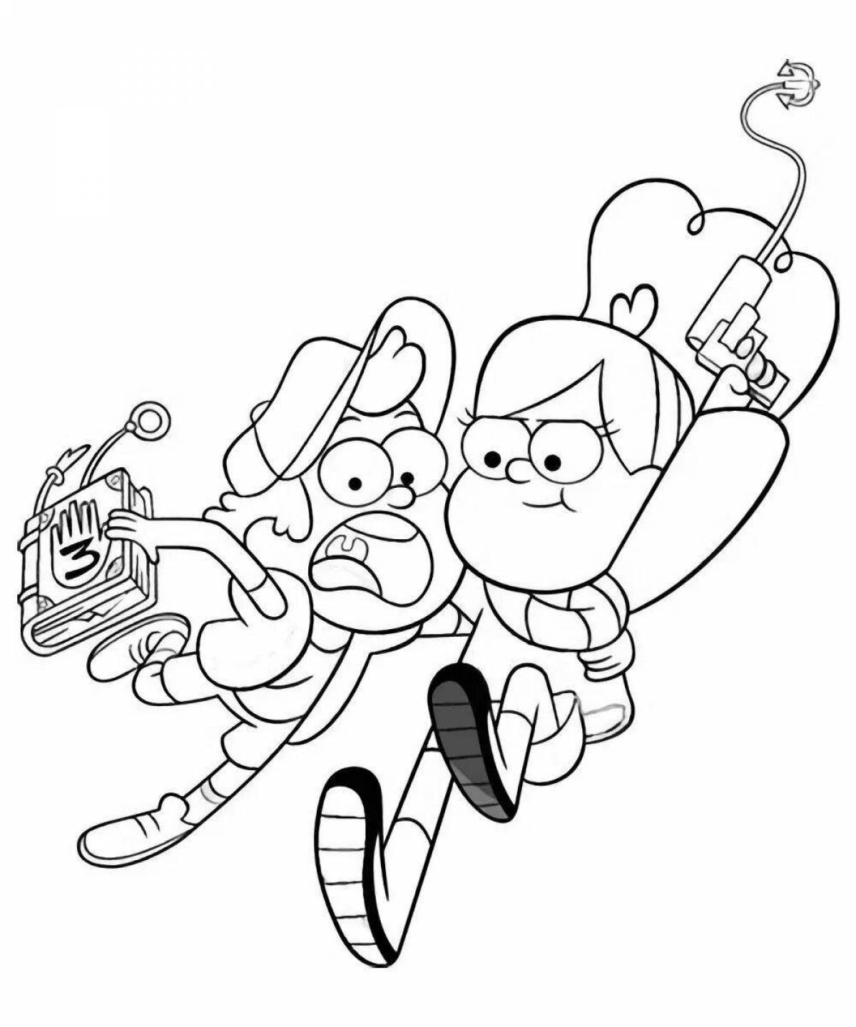 Glowing Mabel and Dipper coloring page