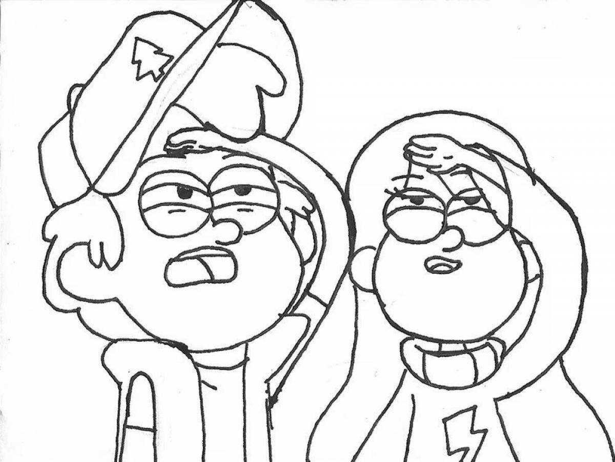 Coloring book shiny mabel and dipper