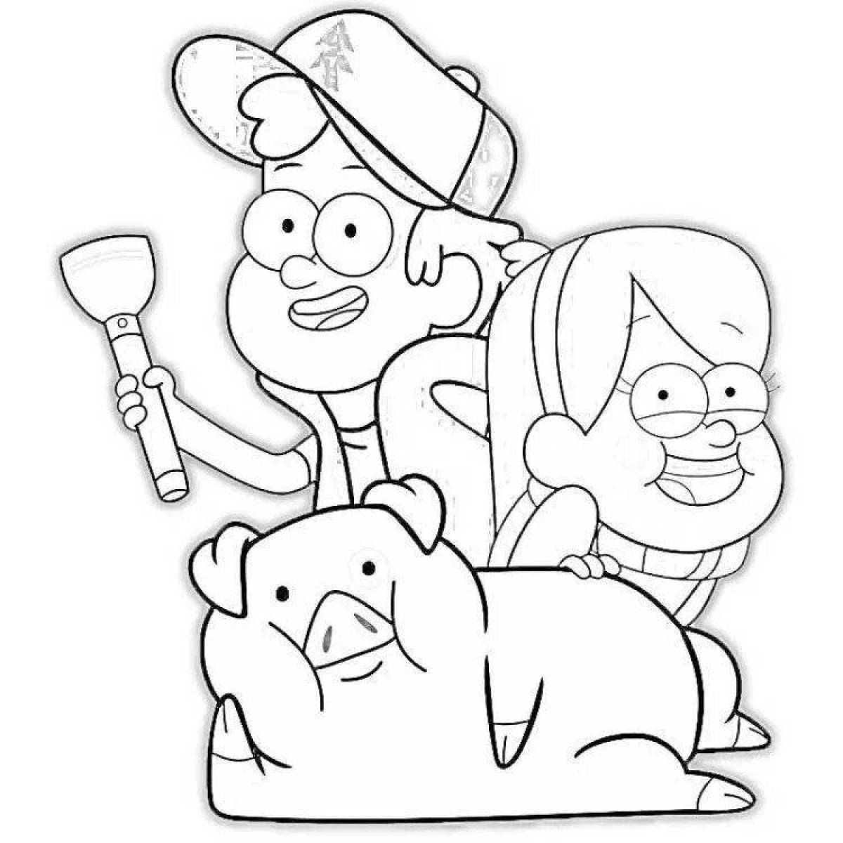 Sunny Mabel and Dipper coloring page