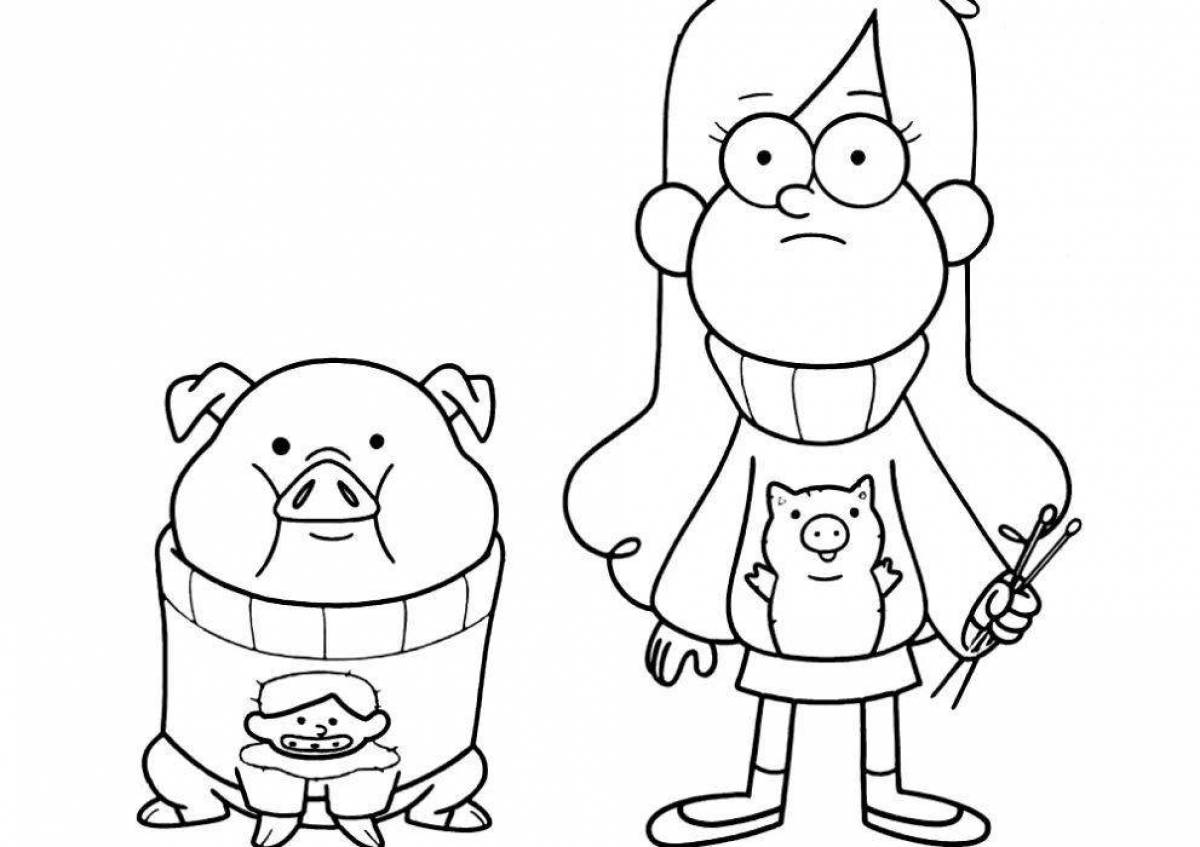 Radiant mabel and dipper coloring page