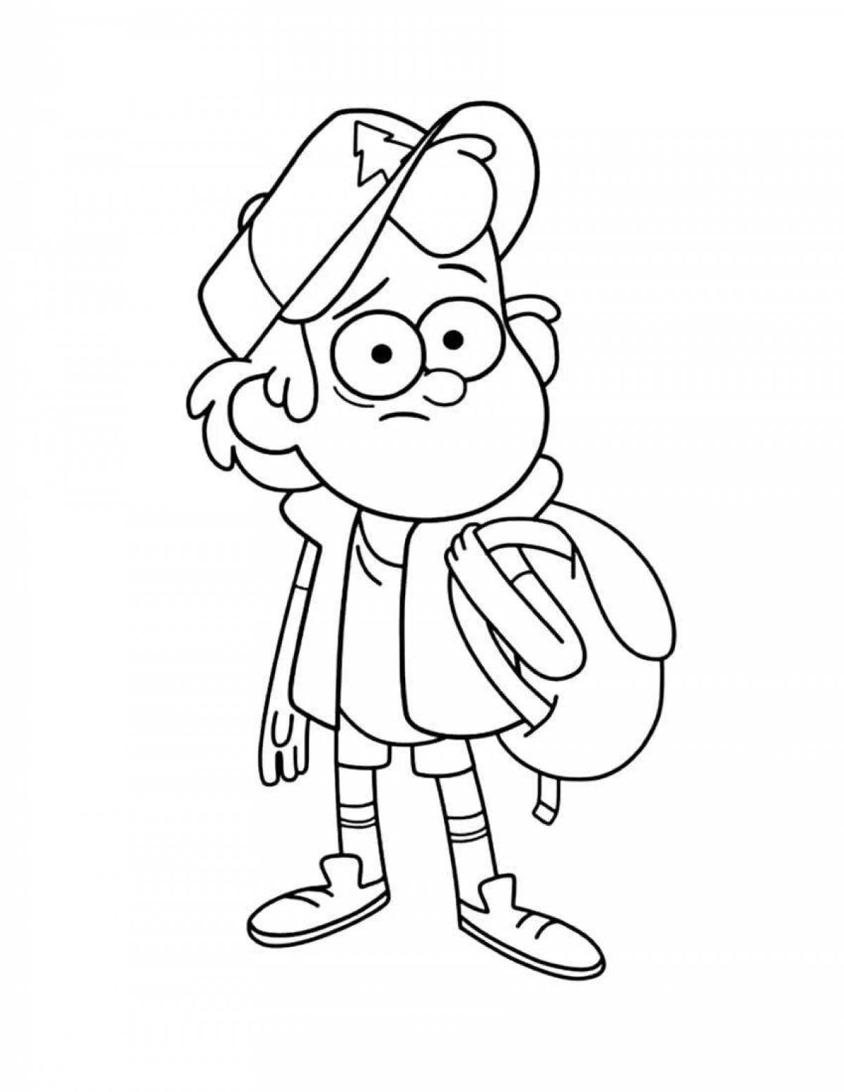 Coloring page happy mabel and dipper