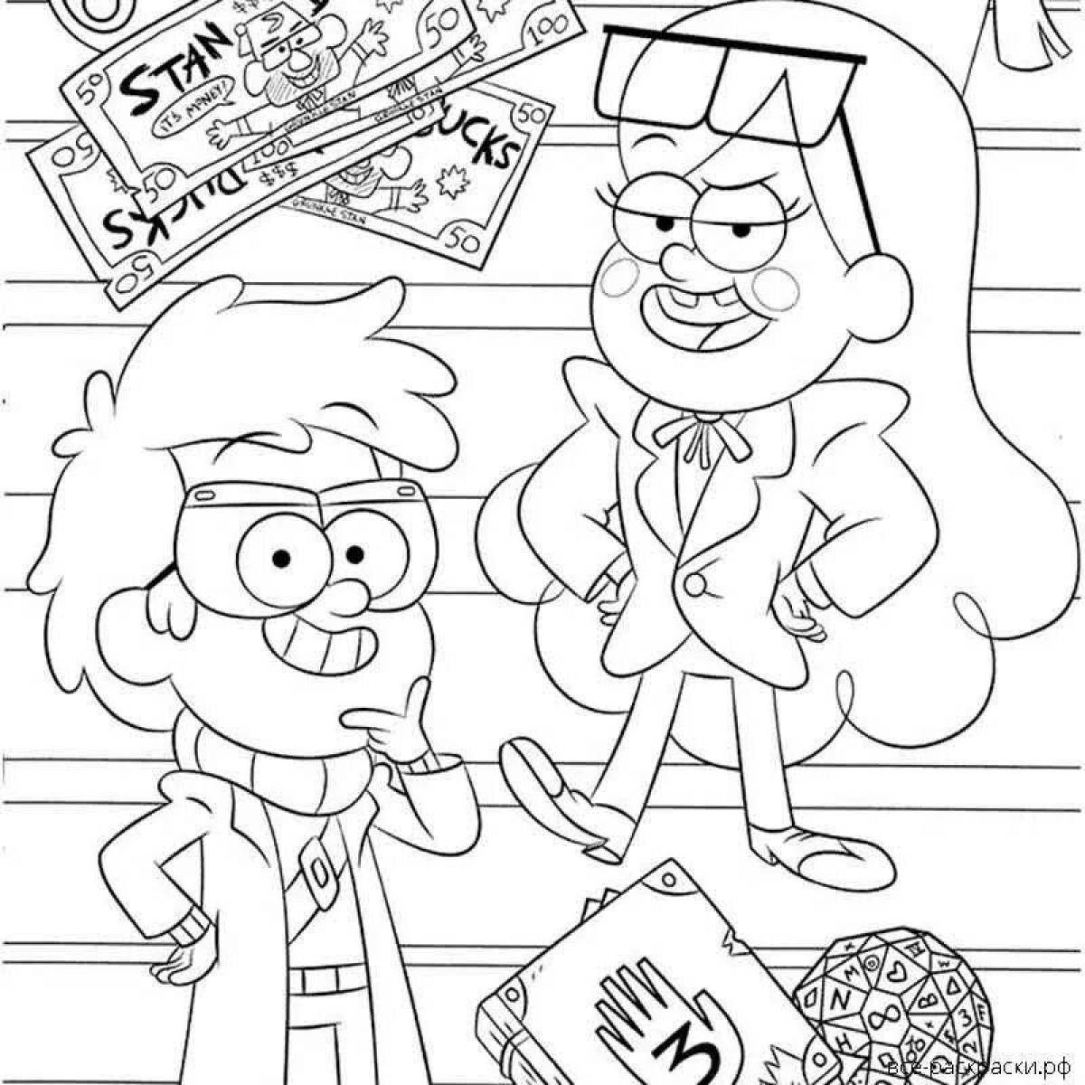 Coloring lively mabel and dipper