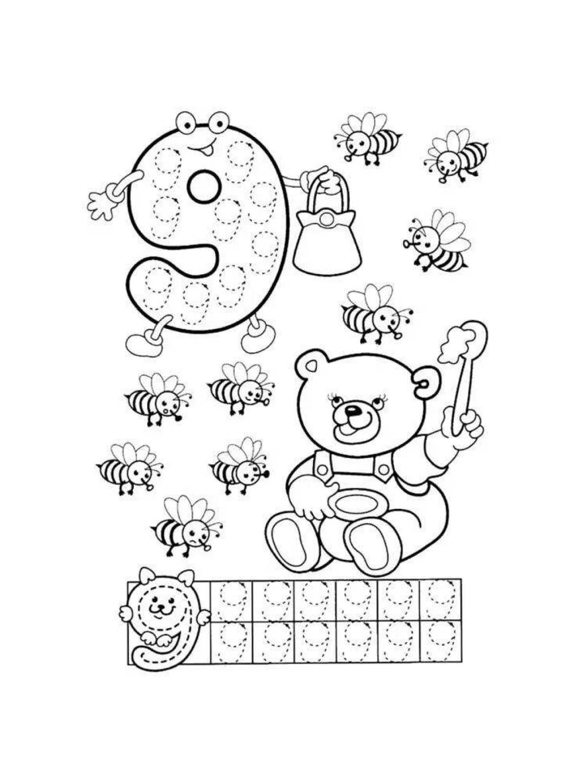 Colorful numbers and letters coloring book