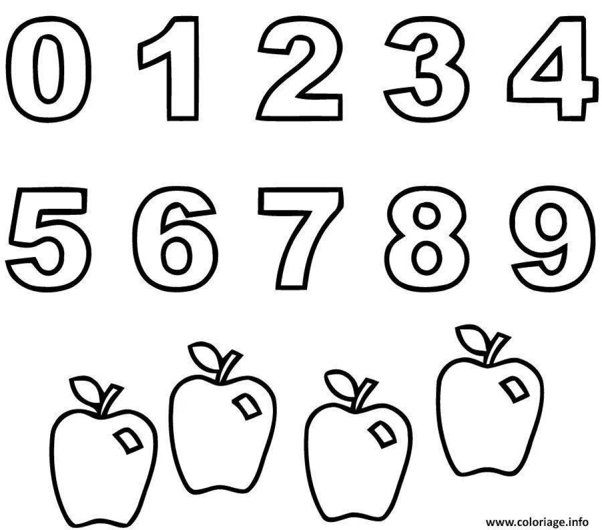 Luminous coloring pages with numbers and letters