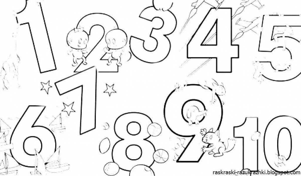 Glitter coloring pages with numbers and letters