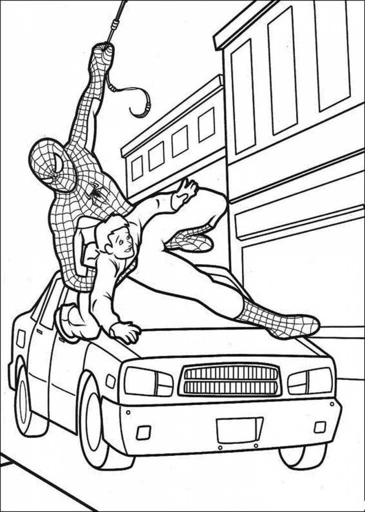 Spiderman car coloring page