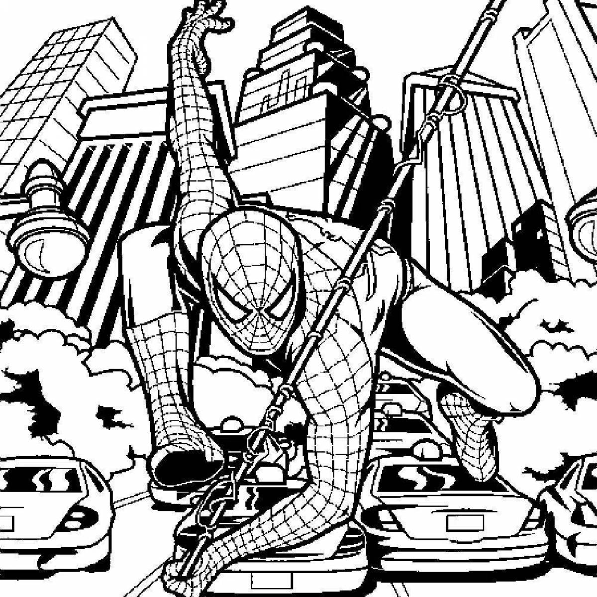 Fascinating Spiderman Car Coloring Page