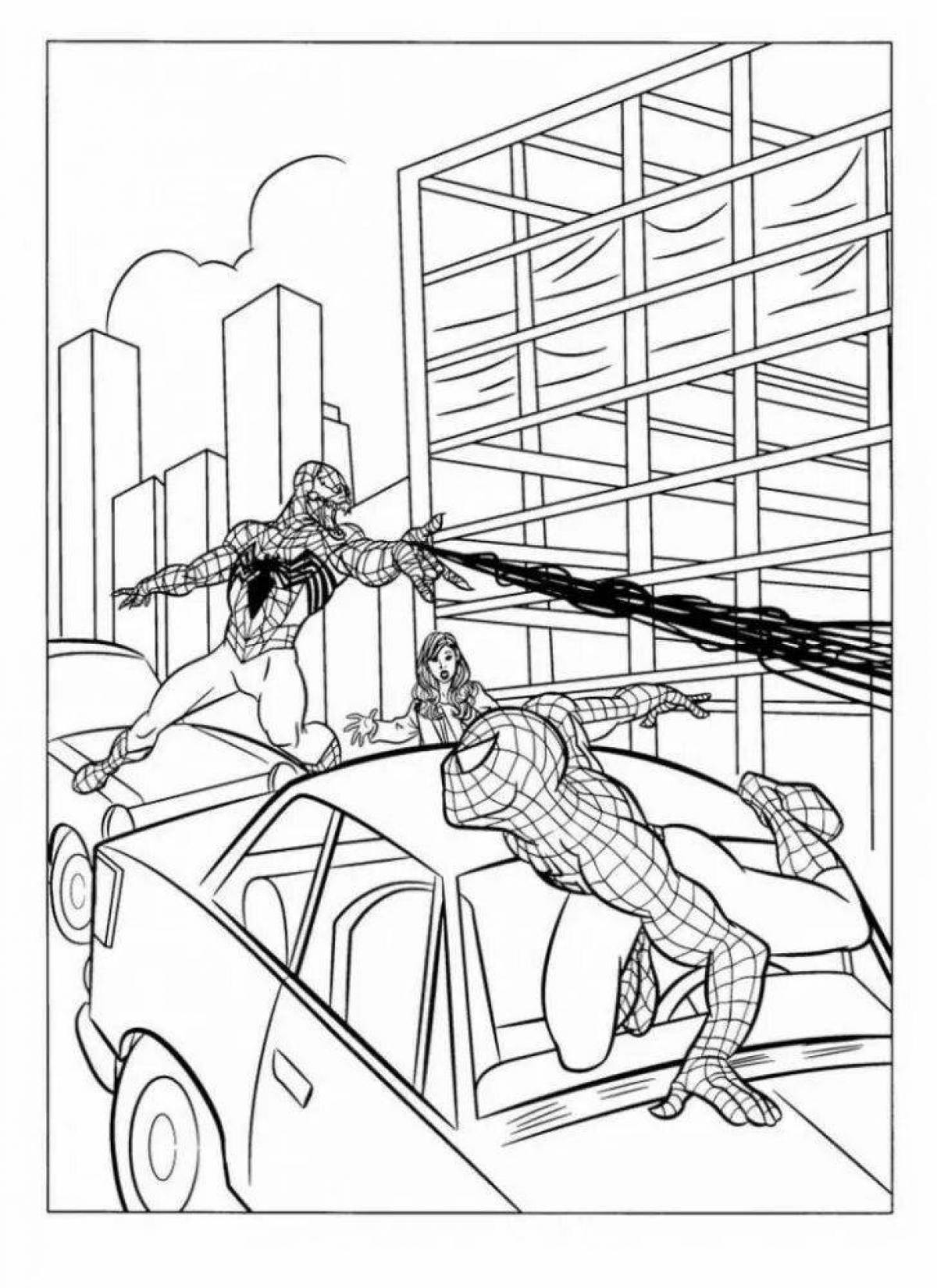 Spider-Man playful car coloring page