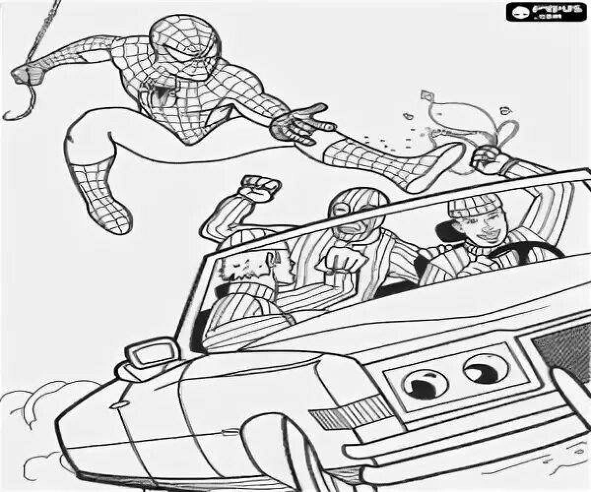 Violent spider-man car coloring book