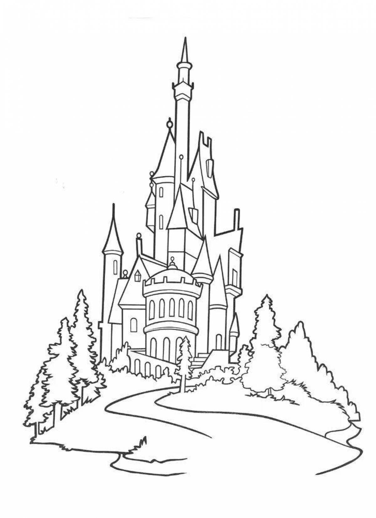 Раскраска величественный замок снежной королевы