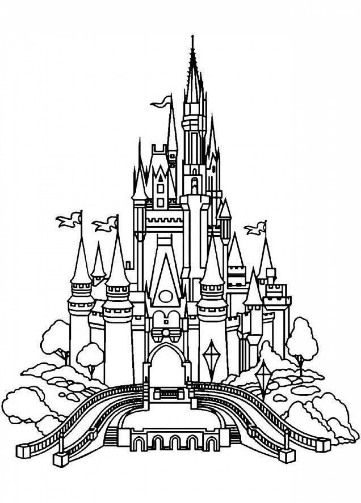 Coloring page of the snow queen's charming castle