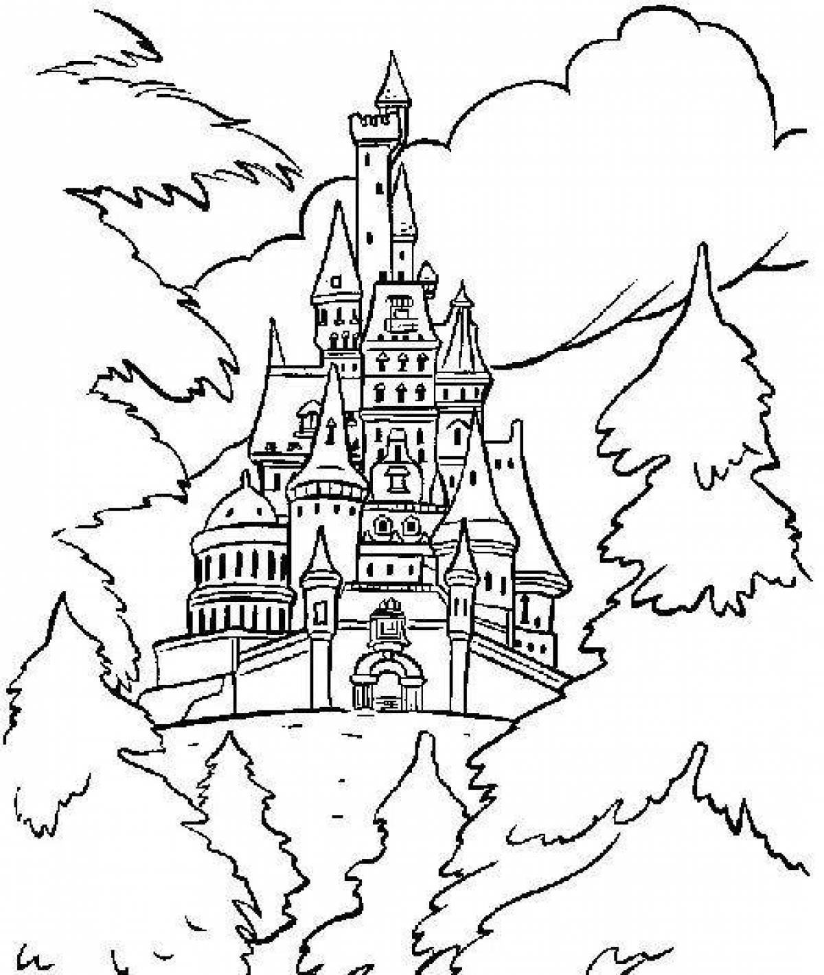 Раскраска великолепный замок снежной королевы