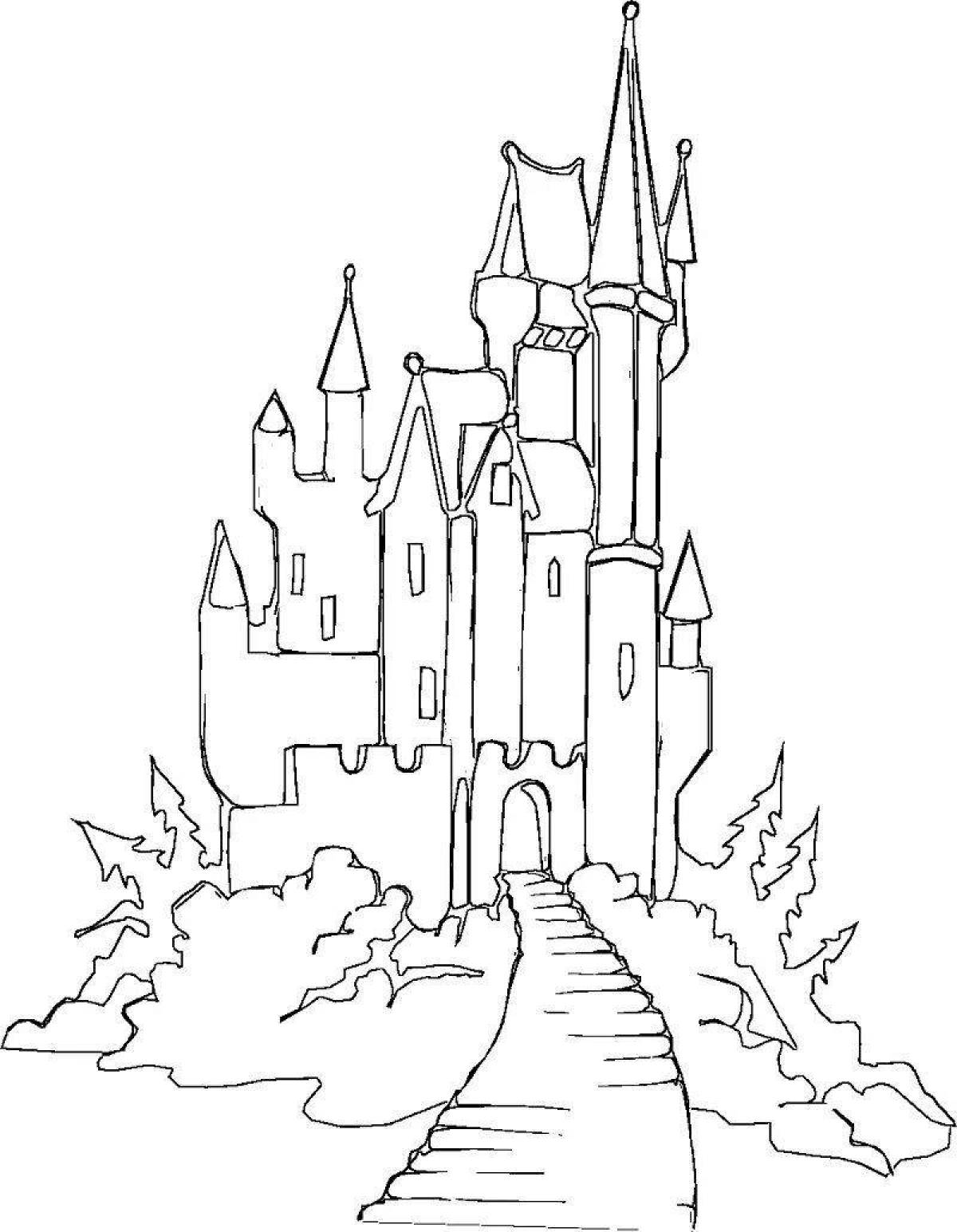 Раскраска большой замок снежной королевы